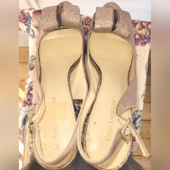 Enzo Angiolini Dressy Heels Beige Satin and Metallic Size 9.5 Medium 💚 - Picture 4 of 11
